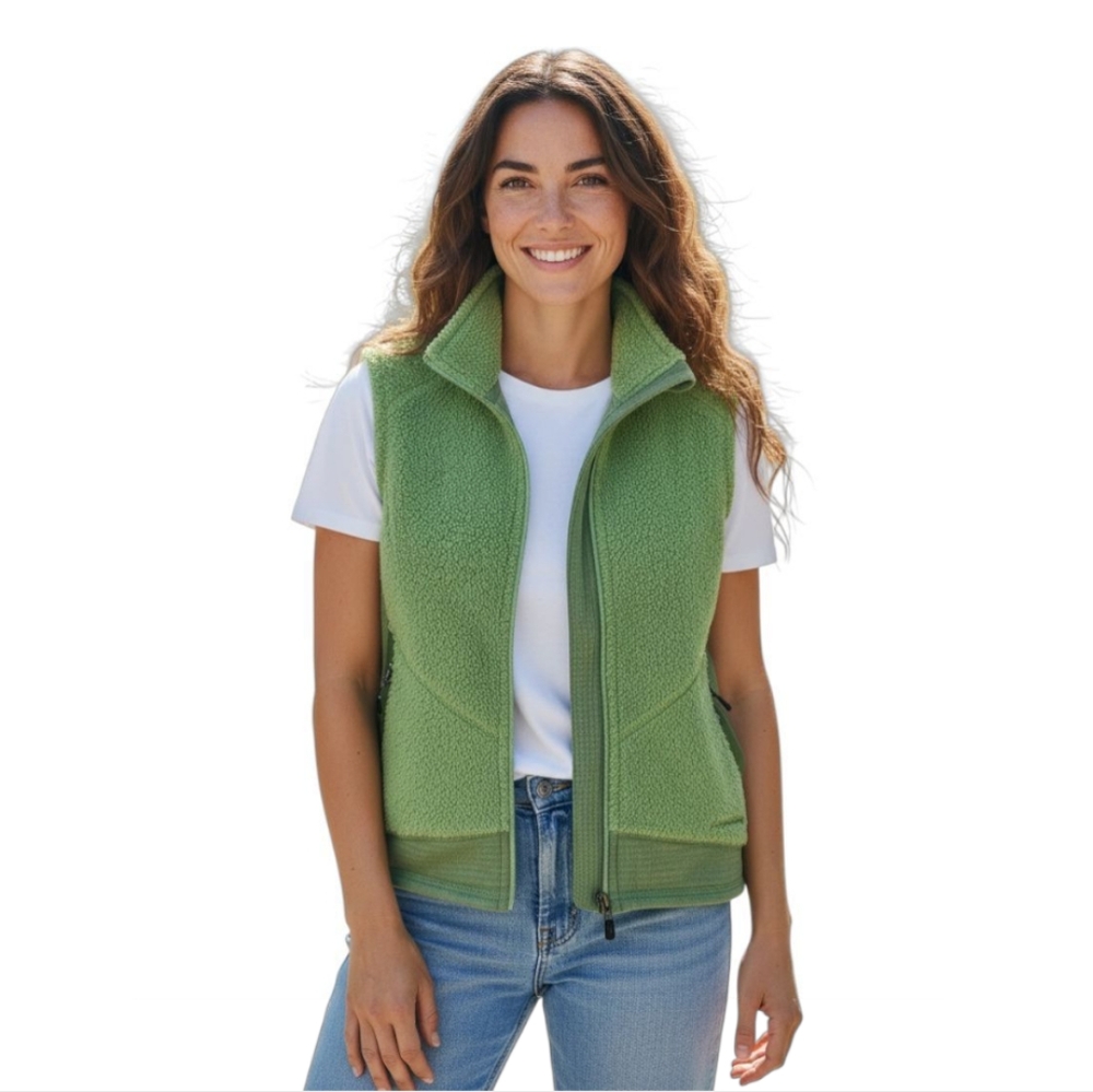 Patagonia Vintage DOUBLE Zippered Fleece Vest Dry Lime Green